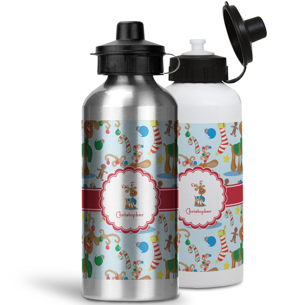 Reindeer Aluminum Water Bottles - MAIN (white &silver)
