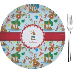 Reindeer 8" Glass Appetizer / Dessert Plates - Single or Set (Personalized)