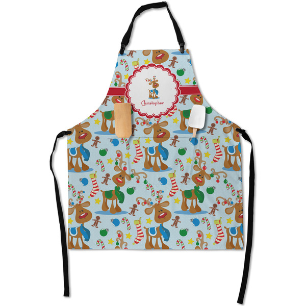 Custom Reindeer Apron With Pockets w/ Name or Text