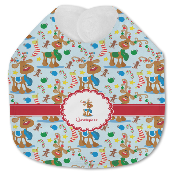 Custom Reindeer Jersey Knit Baby Bib w/ Name or Text