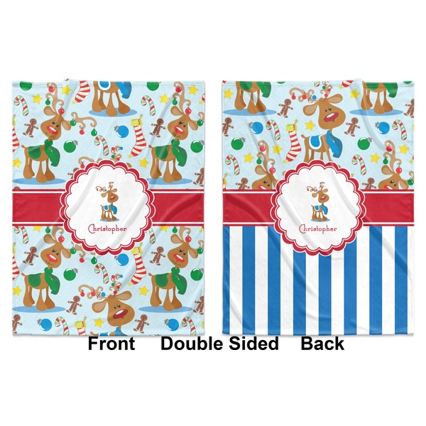 Reindeer Baby Blanket (Double Sided - Printed Front and Back)