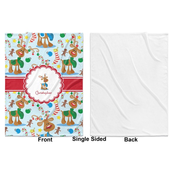 Reindeer Baby Blanket (Single Side - Printed Front, White Back)