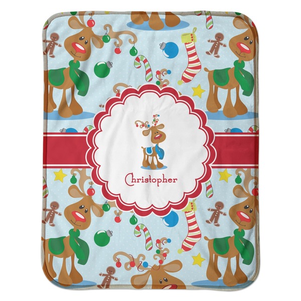 Reindeer Baby Sherpa Blanket - Flat