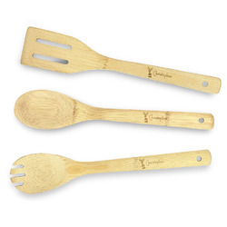 Reindeer Bamboo Cooking Utensil Set - Double Sided (Personalized)