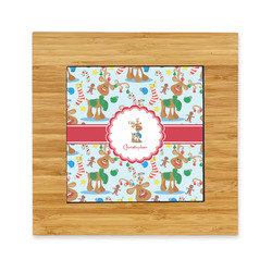 Reindeer Bamboo Trivet with Ceramic Tile Insert (Personalized)
