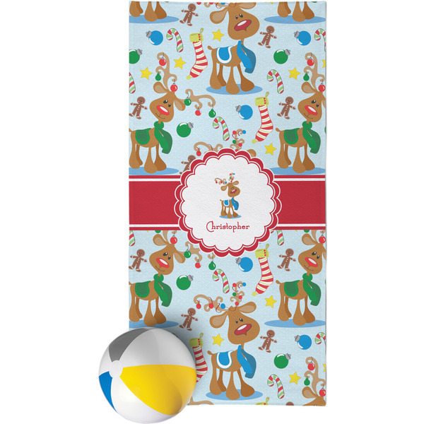 Custom Reindeer Beach Towel (Personalized)