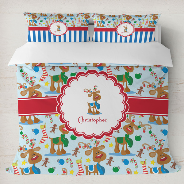 Custom Reindeer Duvet Cover Set - King (Personalized)