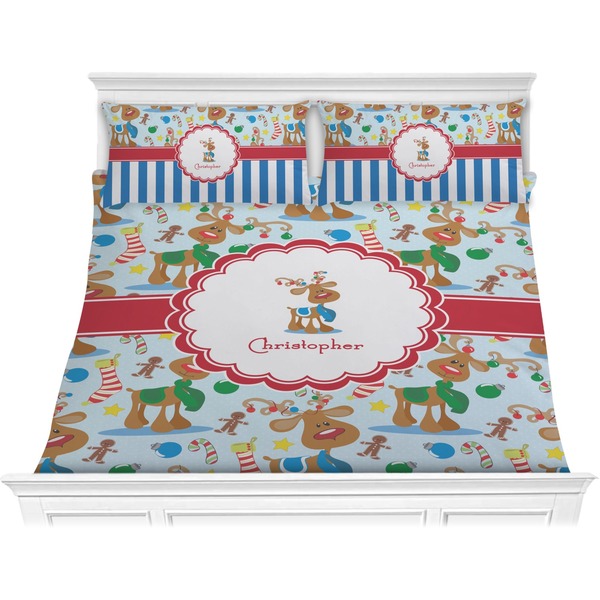 Custom Reindeer Comforter Set - King (Personalized)
