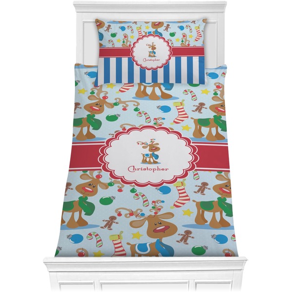 Custom Reindeer Comforter Set - Twin (Personalized)