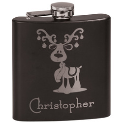 Reindeer Black Flask Set (Personalized)