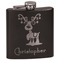 Reindeer Black Flask - Engraved Front
