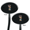 Reindeer Black Plastic 7" Stir Stick - Double Sided - Oval - Front & Back