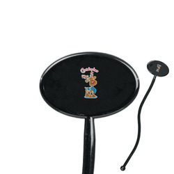 Reindeer 7" Oval Plastic Stir Sticks - Black - Single Sided (Personalized)