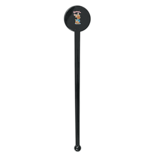 Reindeer Black Plastic 7" Stir Stick - Round - Single Stick