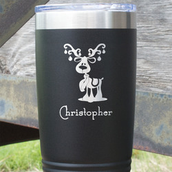 Reindeer 20 oz Stainless Steel Tumbler - Black - Double Sided (Personalized)