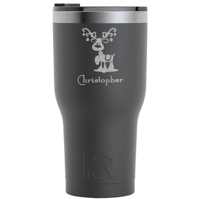 Reindeer RTIC Tumbler - Black - Engraved Front (Personalized)