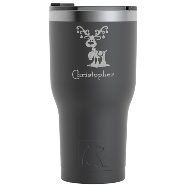 Custom Reindeer RTIC Tumbler - Black - Engraved Front (Personalized)