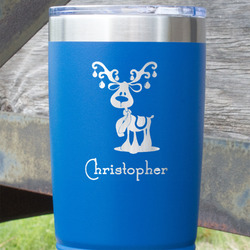Reindeer 20 oz Stainless Steel Tumbler - Royal Blue - Single Sided (Personalized)