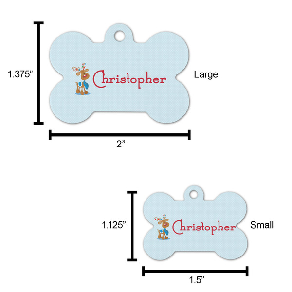 Reindeer Bone Shaped Dog ID Tag - Large - Scale