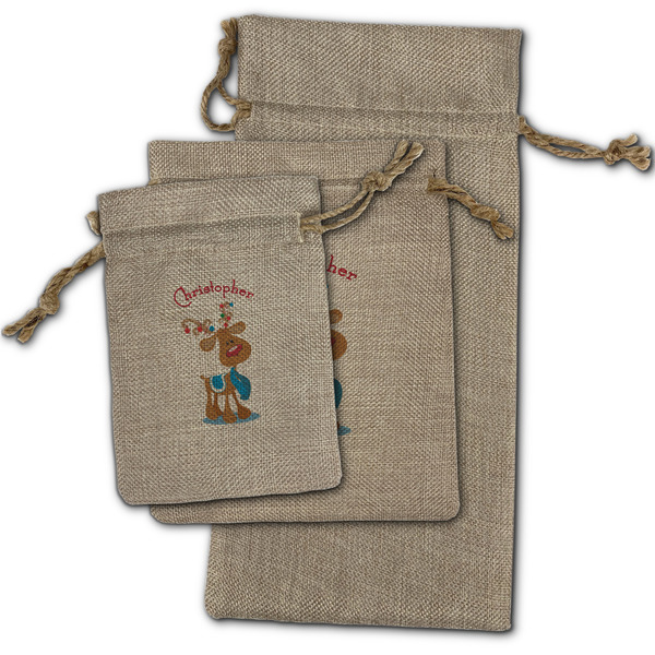 Reindeer Burlap Gift Bags - (PARENT MAIN) All Three