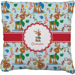 Reindeer Faux-Linen Throw Pillow 16" (Personalized)