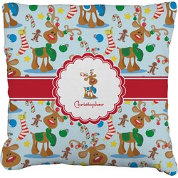 Reindeer Faux-Linen Throw Pillow 18" (Personalized)