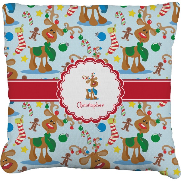 Custom Reindeer Faux-Linen Throw Pillow 20" (Personalized)