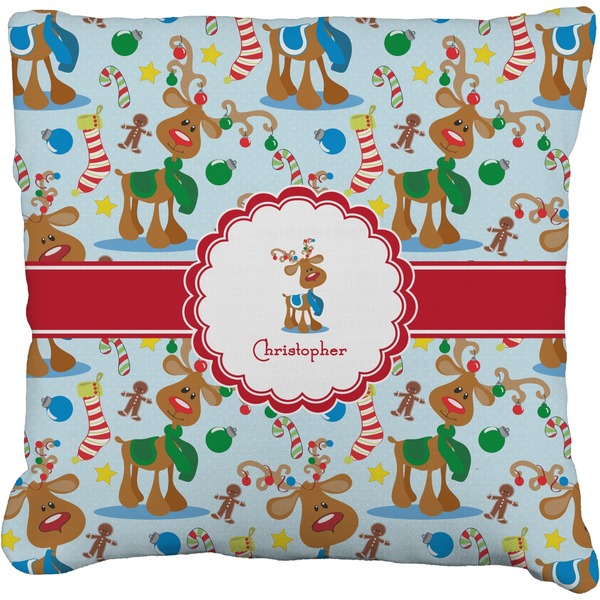Custom Reindeer Faux-Linen Throw Pillow 26" (Personalized)