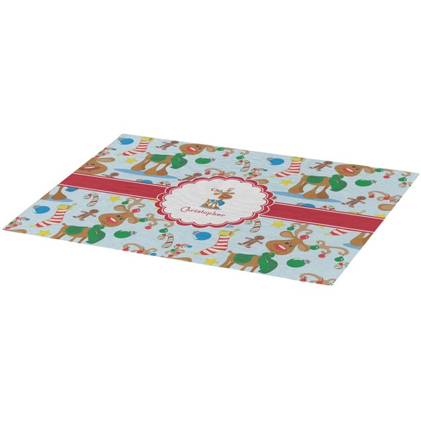 Reindeer Burlap Placemat (Angle View)