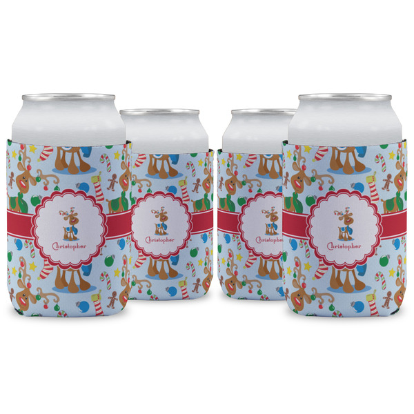 Custom Reindeer Can Cooler (12 oz) - Set of 4 w/ Name or Text
