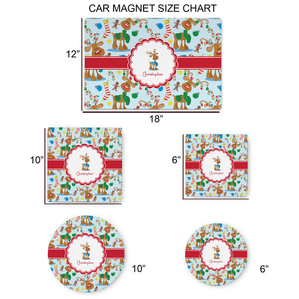 Reindeer Car Magnets - SIZE CHART