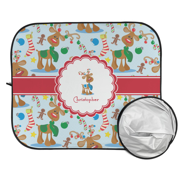 Reindeer Car Sun Shades - FOLDED & UNFOLDED