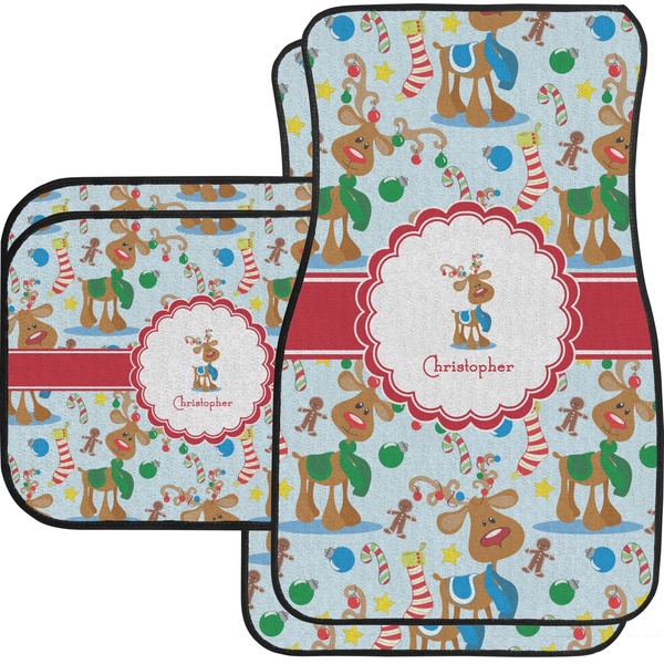 Custom Reindeer Car Floor Mats Set - 2 Front & 2 Back (Personalized)