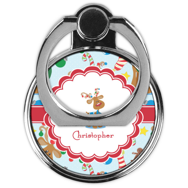 Reindeer Cell Phone Ring Stand & Holder - Front (Collapsed)