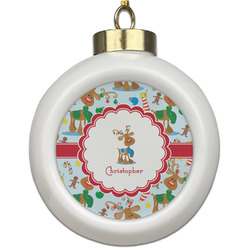 Reindeer Ceramic Ball Ornament (Personalized)