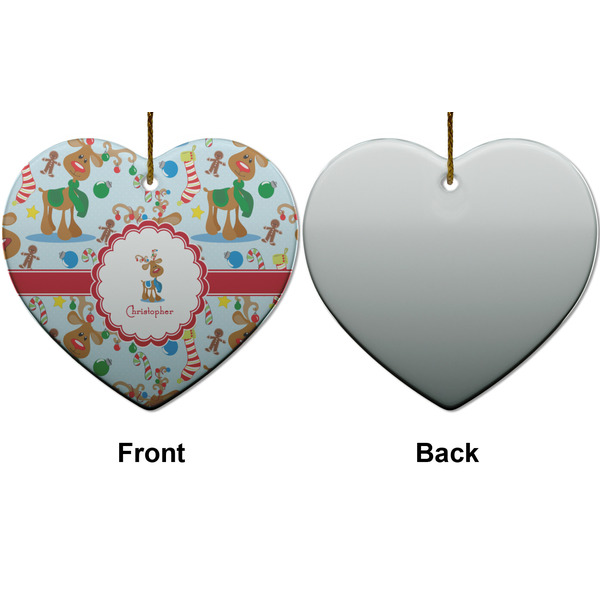 Reindeer Ceramic Flat Ornament - Heart Front & Back (APPROVAL)