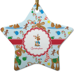 Reindeer Star Ceramic Ornament w/ Name or Text