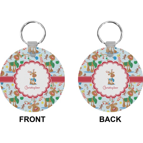 Reindeer Circle Keychain (Front + Back)