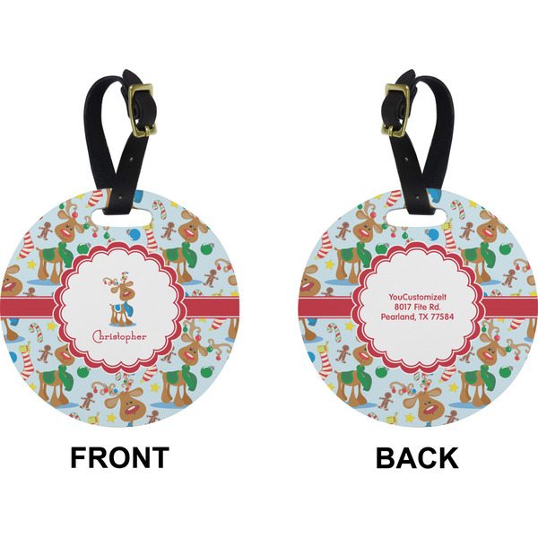 Reindeer Circle Luggage Tag (Front + Back)