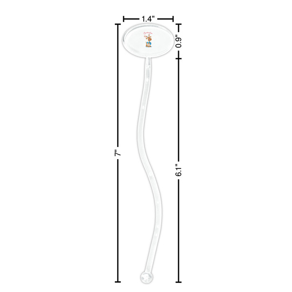 Reindeer Clear Plastic 7" Stir Stick - Oval - Dimensions