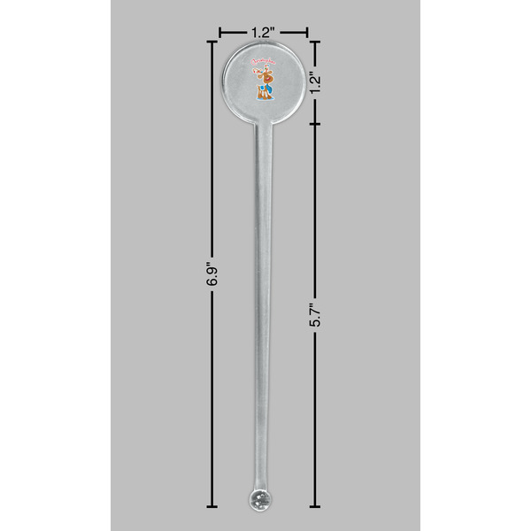 Reindeer Clear Plastic 7" Stir Stick - Round - Dimensions