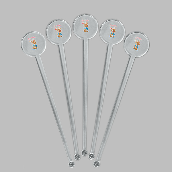Reindeer Clear Plastic 7" Stir Stick - Round - Fan View