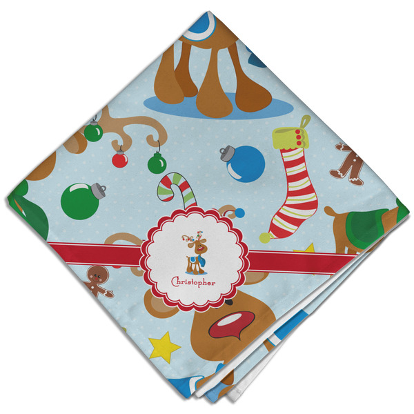 Custom Reindeer Cloth Dinner Napkin - Single w/ Name or Text
