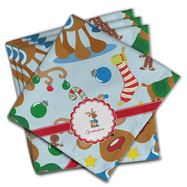 Custom Reindeer Cloth Napkins (Set of 4) (Personalized)