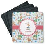 Reindeer Square Rubber Backed Coasters - Set of 4 (Personalized)