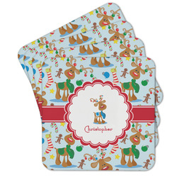 Reindeer Cork Coaster - Set of 4 w/ Name or Text