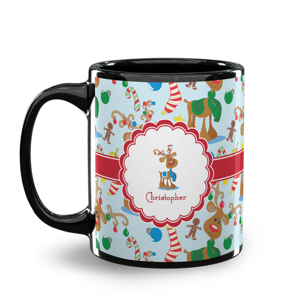 Reindeer Coffee Mug - 11 oz - Black