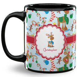 Reindeer 11 Oz Coffee Mug - Black (Personalized)