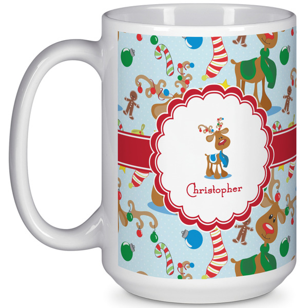 Custom Reindeer 15 Oz Coffee Mug - White (Personalized)