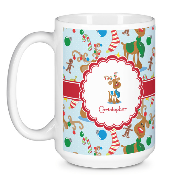 Reindeer Coffee Mug - 15 oz - White